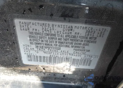 2015 Nissan Sentra S from USA, damaged, VIN 3N1AB7AP6FY376528